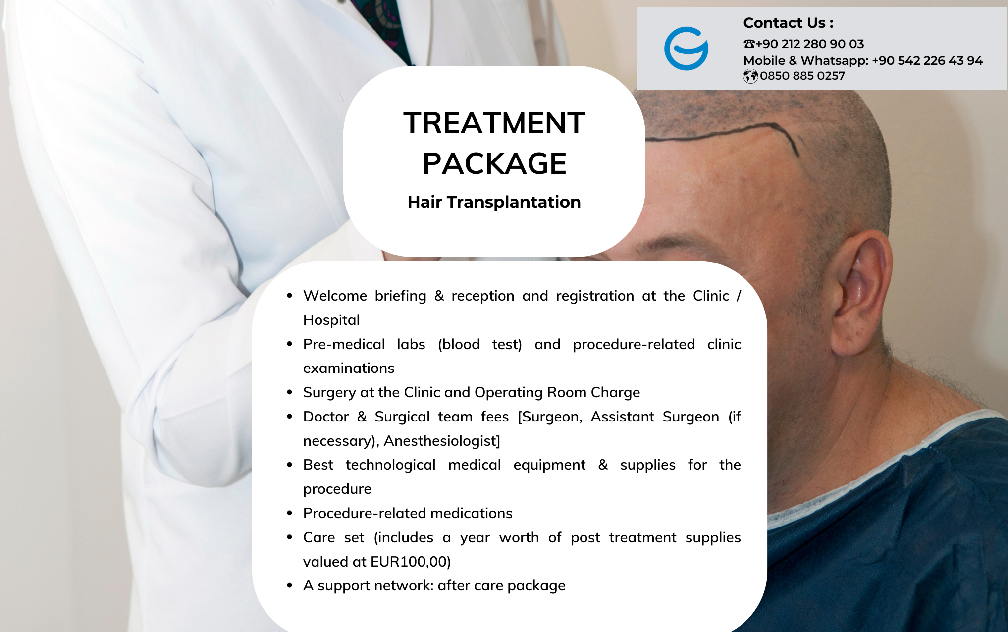 Behandlingspakke til hårtransplantation